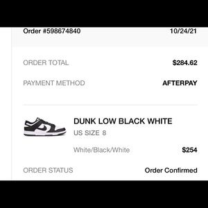 Brand new; Nike dunk low black white men size 8